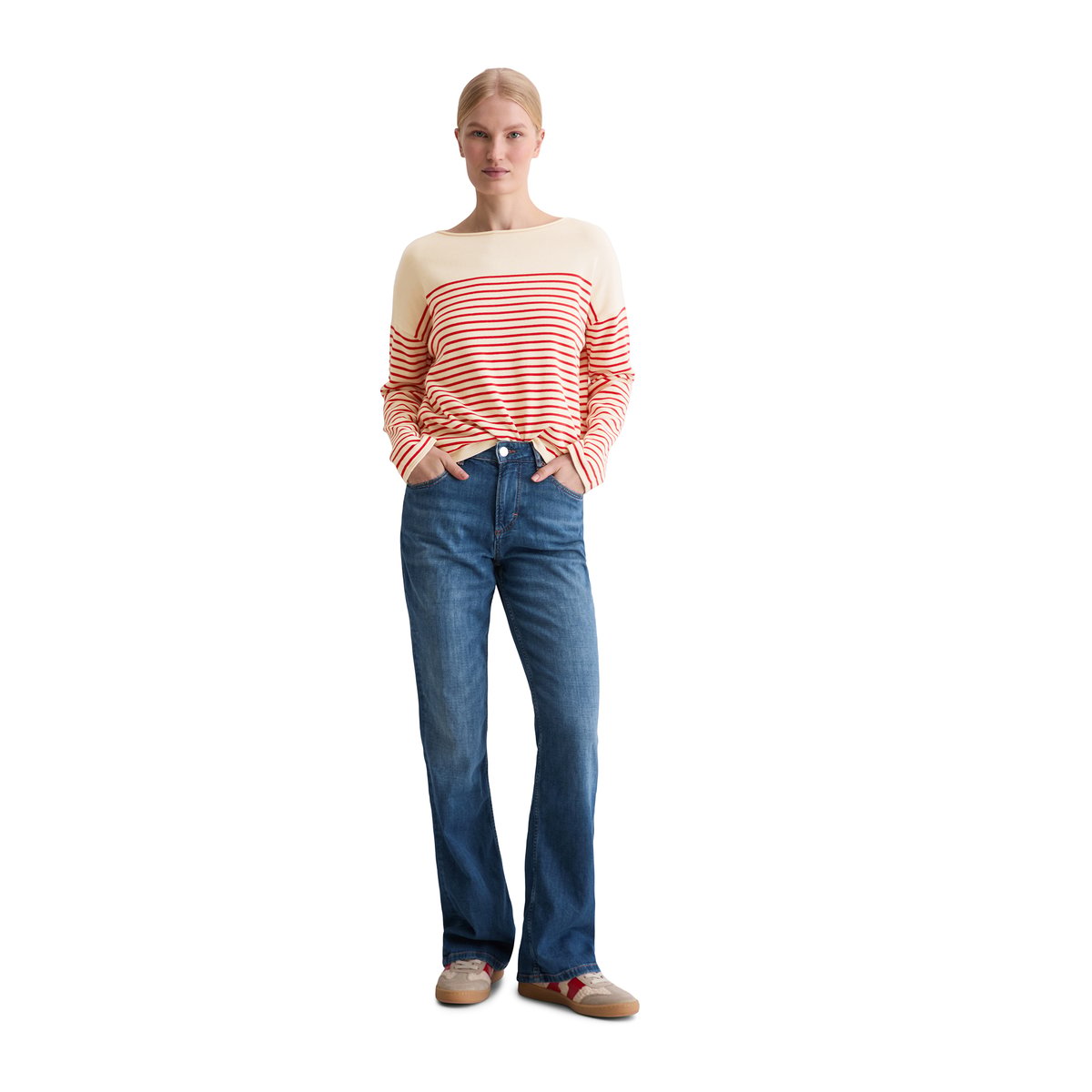 Pull milleraies loose en pur coton bio rouge, MARC O'POLO