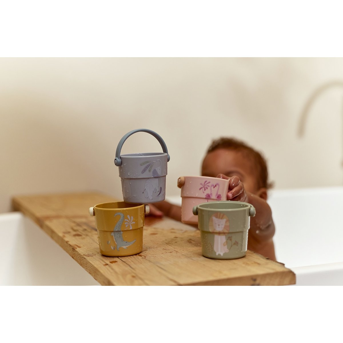 Lot de 4 gobelets de bain multicolore, LITTLE DUTCH