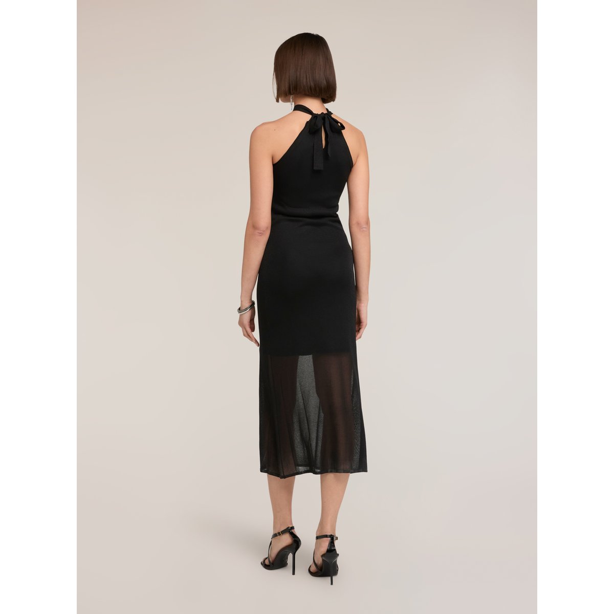 Robe fourreau avec transparences noir, MOTIVI