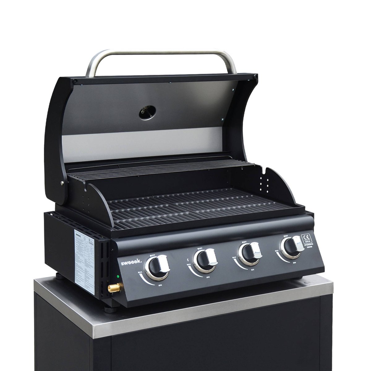 Cuisine extérieure 5 modules acier inoxydable avec barbecue gaz 4 brûleurs GRIMAUD 5 MODULES + BARBECUE GAZ noir, SWEEEK