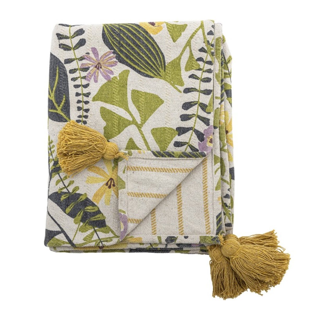 Plaid coton imprimé floral Camelie vert, BLOOMINGVILLE