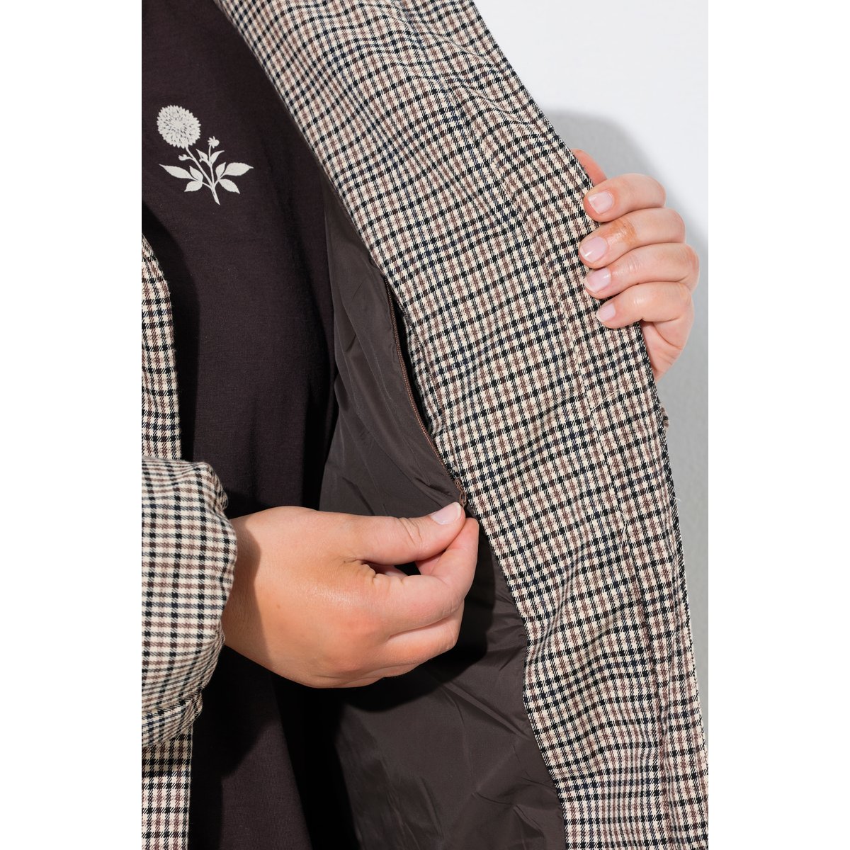 Manteau matelassé, motif pied-de-poule blanc cassé, ULLA POPKEN