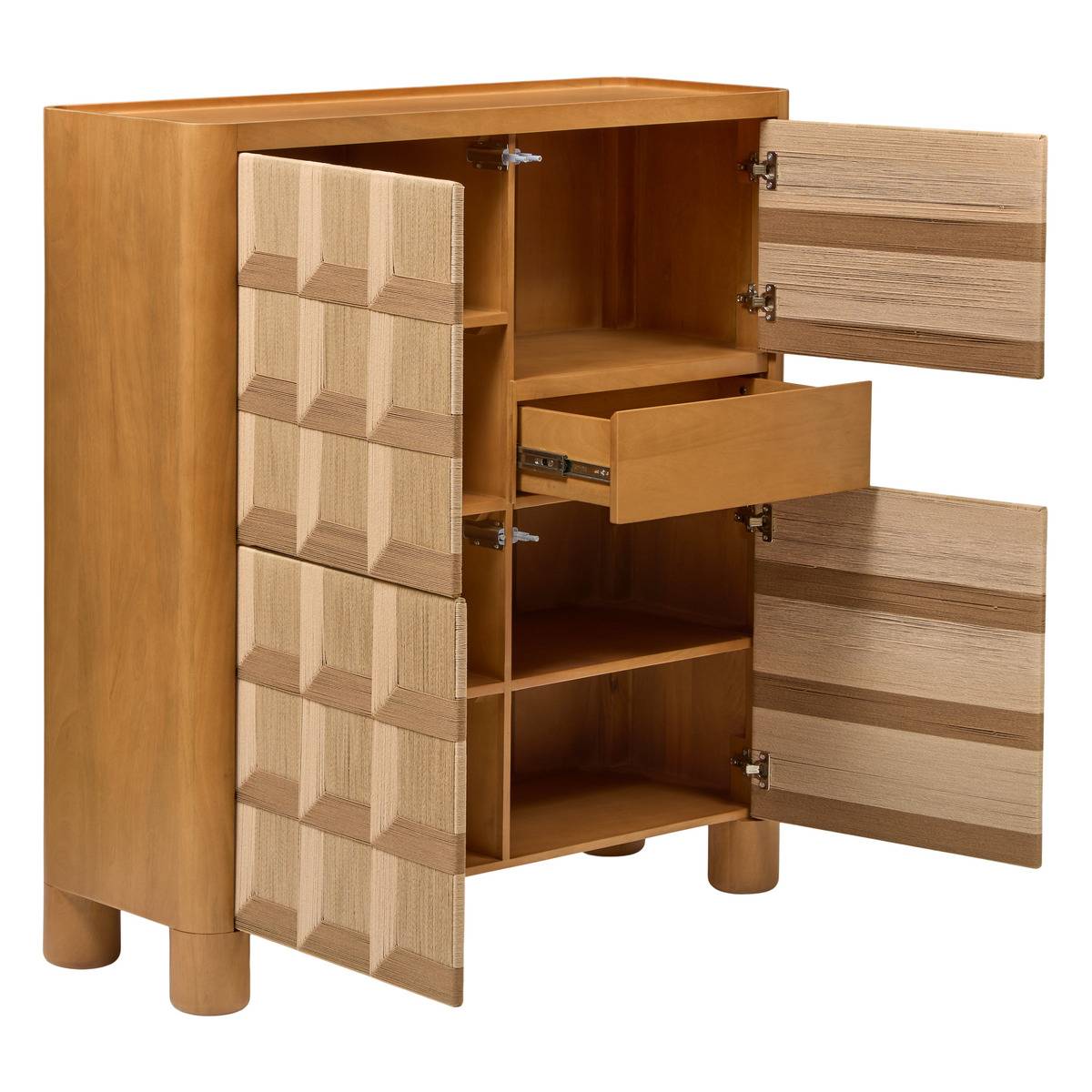 Buffet haut rectangulaire avec portes et tiroir en manguier NETSI sable, ATMOSPHERA