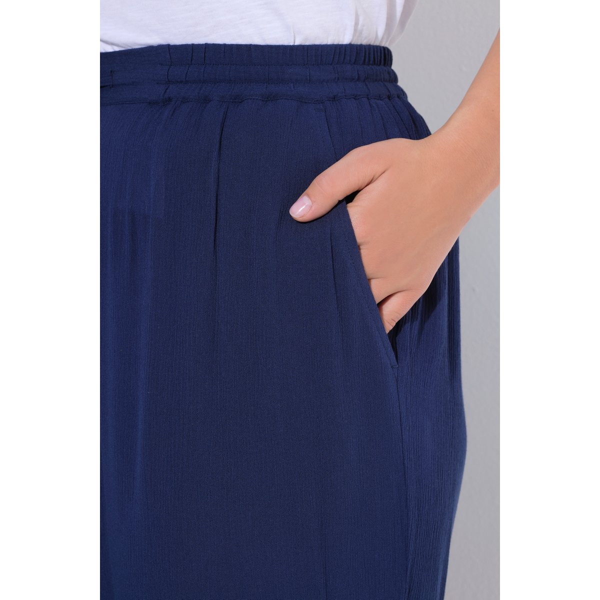 Pantalon Rose en crêpe bleu encre, ULLA POPKEN