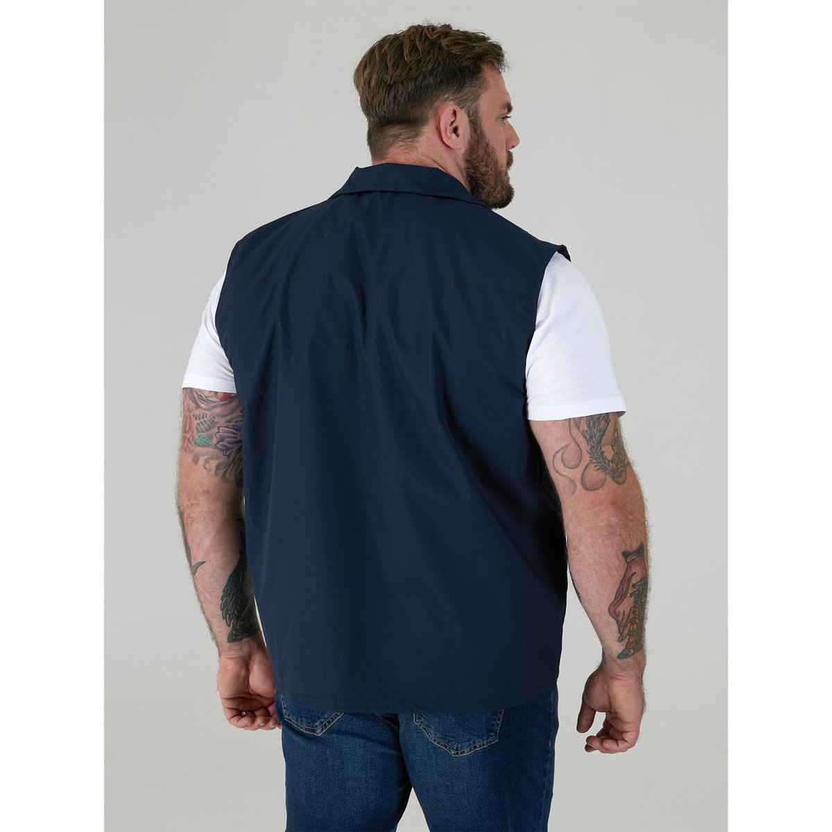Gilet de chasse grande taille motif/style multiples poches ENZO bleu marine, DUKE