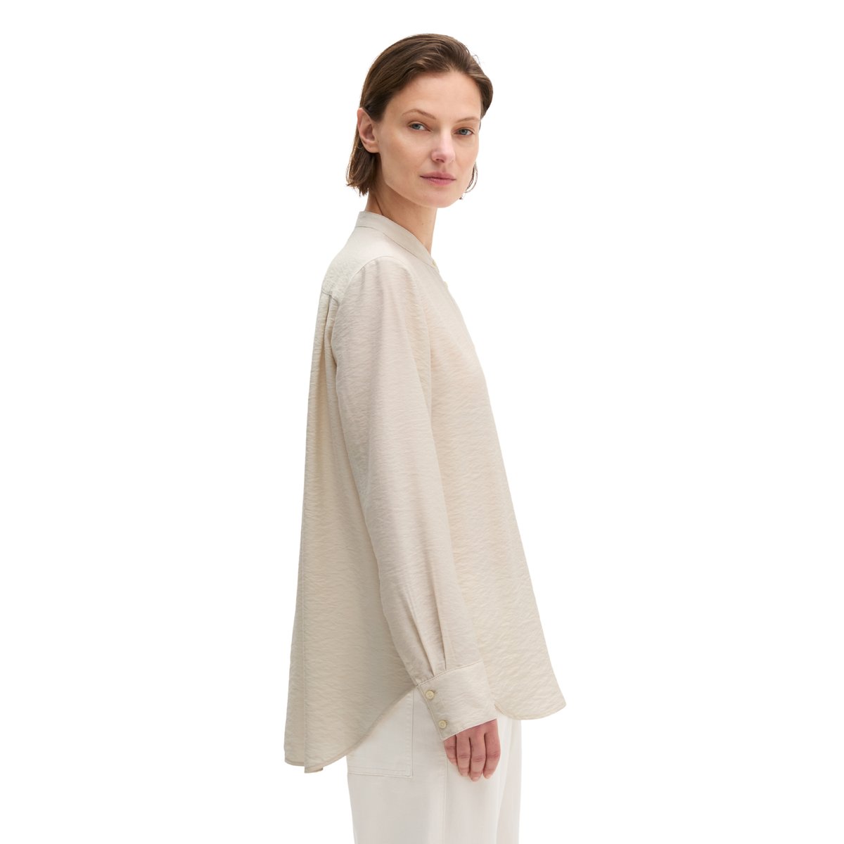 Blouse crinkle regular en mélange de viscose gris clair, MARC O'POLO