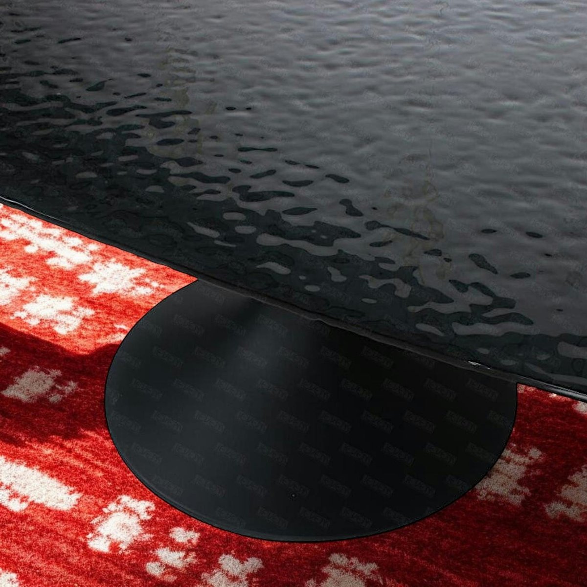 Table à manger noire en verre ondulé forme organique 280 cm LIGURIE noir, PIER IMPORT