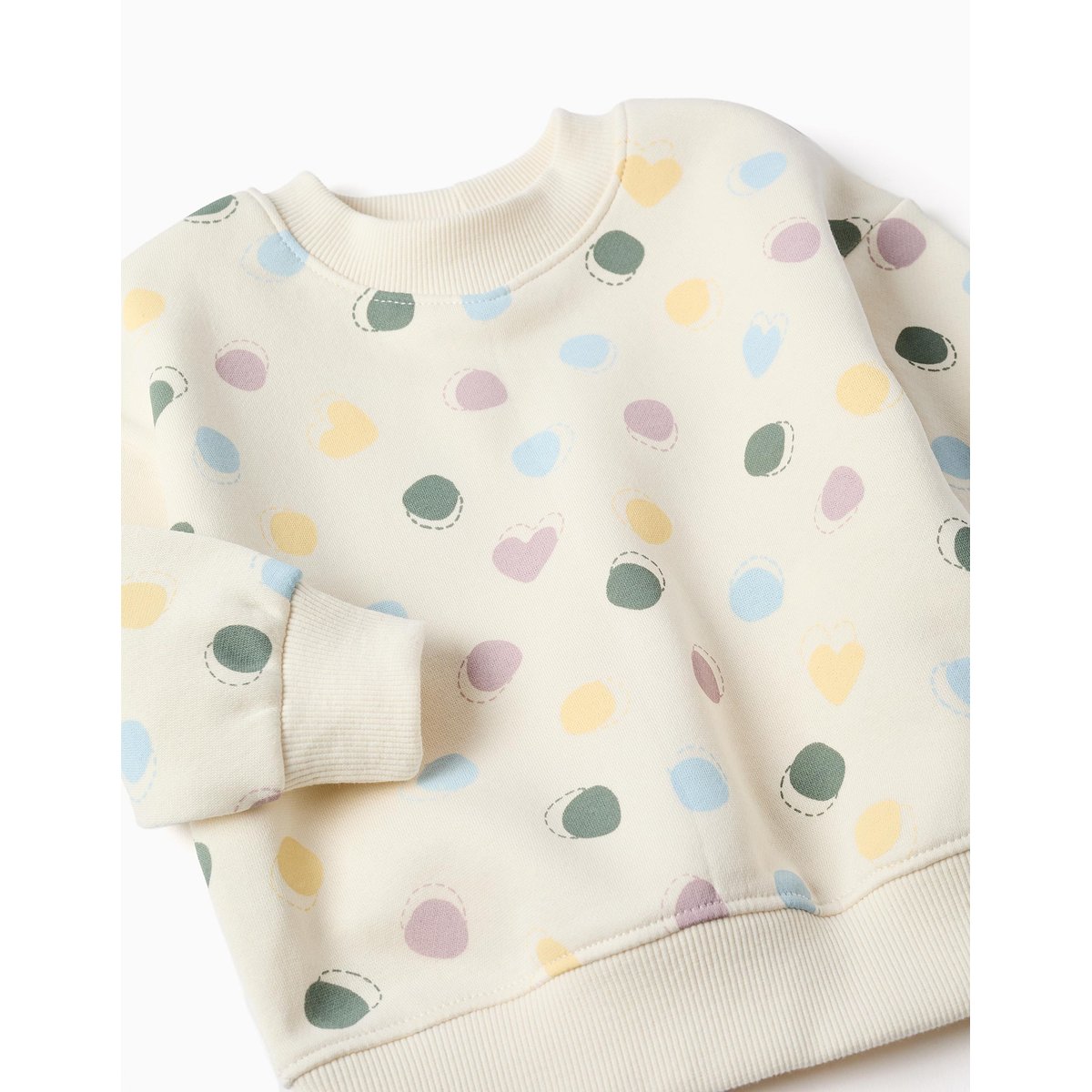 Sweat en coton peigné avec motif de cœurs et pois blanc, ZIPPY