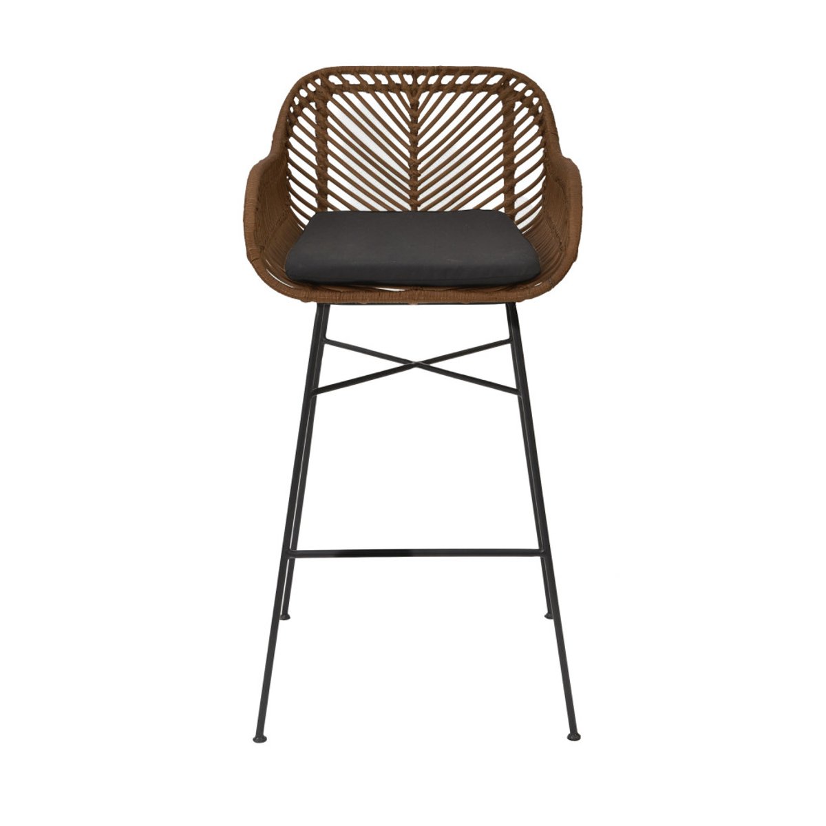 Lot de 2 tabourets de bar en rotin H68cm- NUNUHAI bois foncé, DRAWER