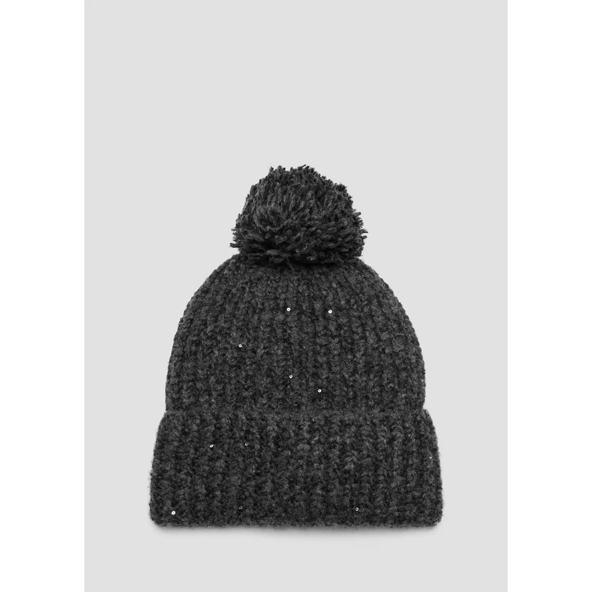 Bonnet en maille détail à sequins gris anthracite, MANGO KIDS