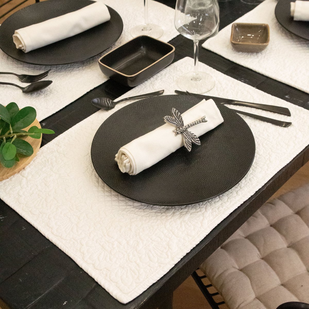 Set de table boutis blanc, SUD ETOFFE