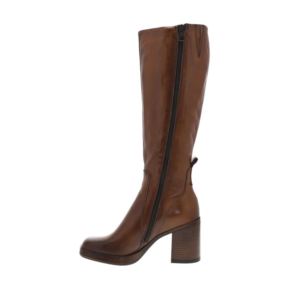Bottes cuir talon décroché haut marron, MJUS