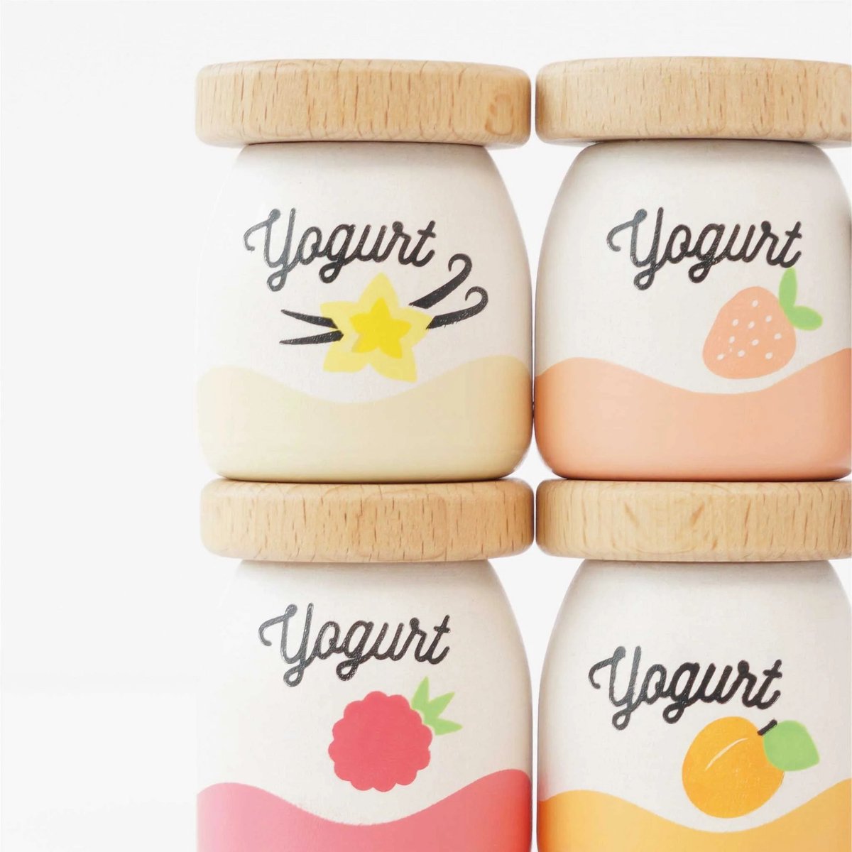 Pack de 4 yaourts blanc, orange, jaune, LE TOY VAN