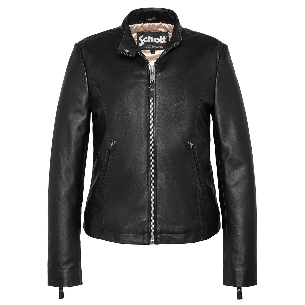 Blouson biker, cuir d'agneau noir, SCHOTT