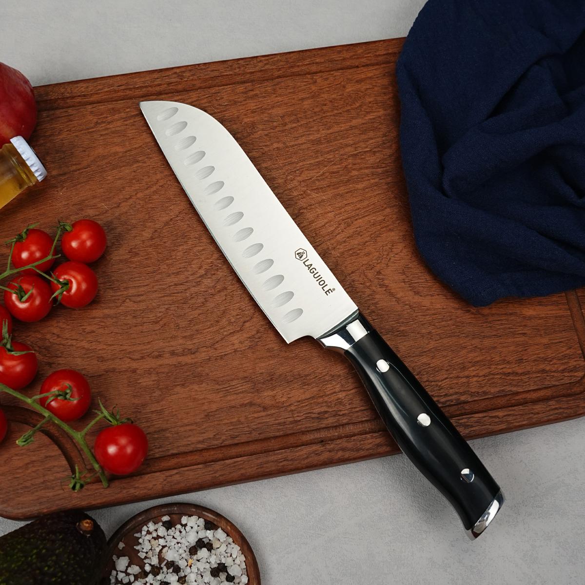 Couteau santoku noir 32cm - "Essentials" couleur unique, LAGUIOLE CUISSON