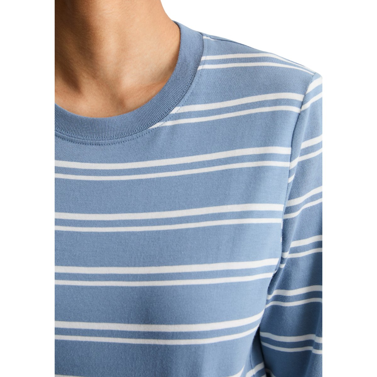 T-shirt à manches longues rayé, coupe classique en coton biologique bleu, MARC O’POLO DENIM