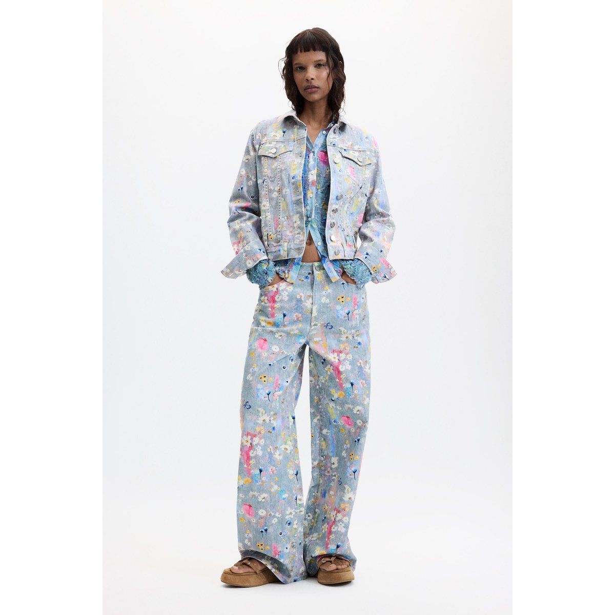 Veste en denim imprimée gris, DESIGUAL