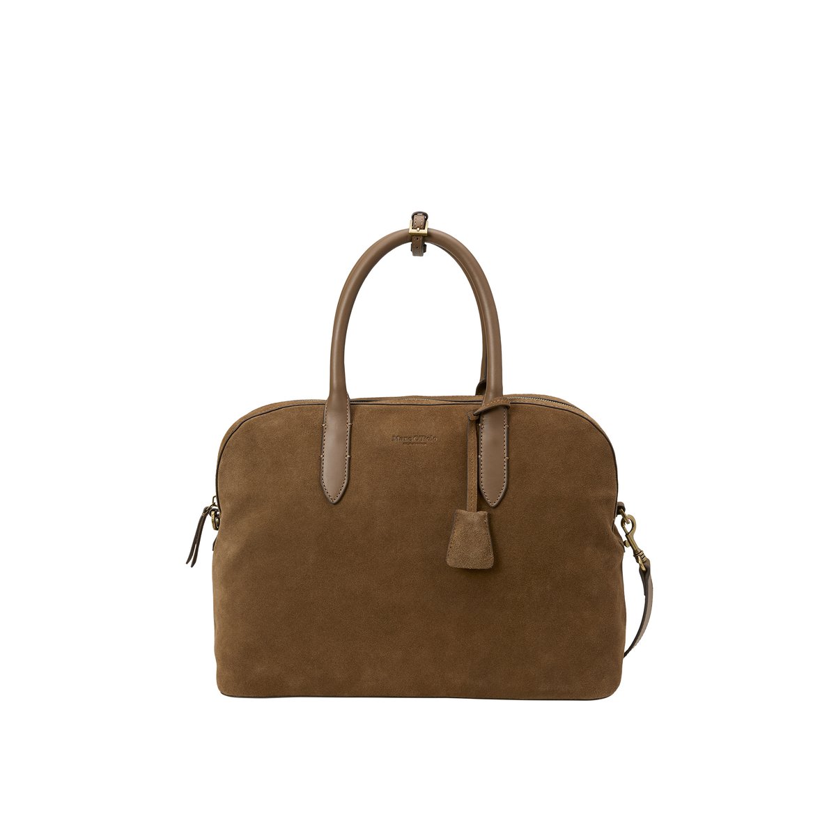 Shopper moyen en cuir de vachette velours doux marron, MARC O'POLO