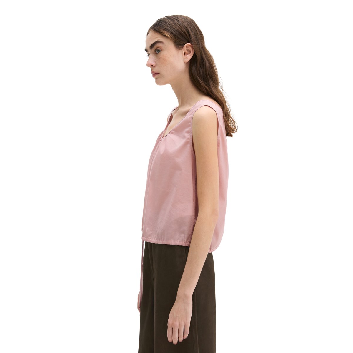 Blouse sans manches regular en voile de coton doux rose, MARC O'POLO