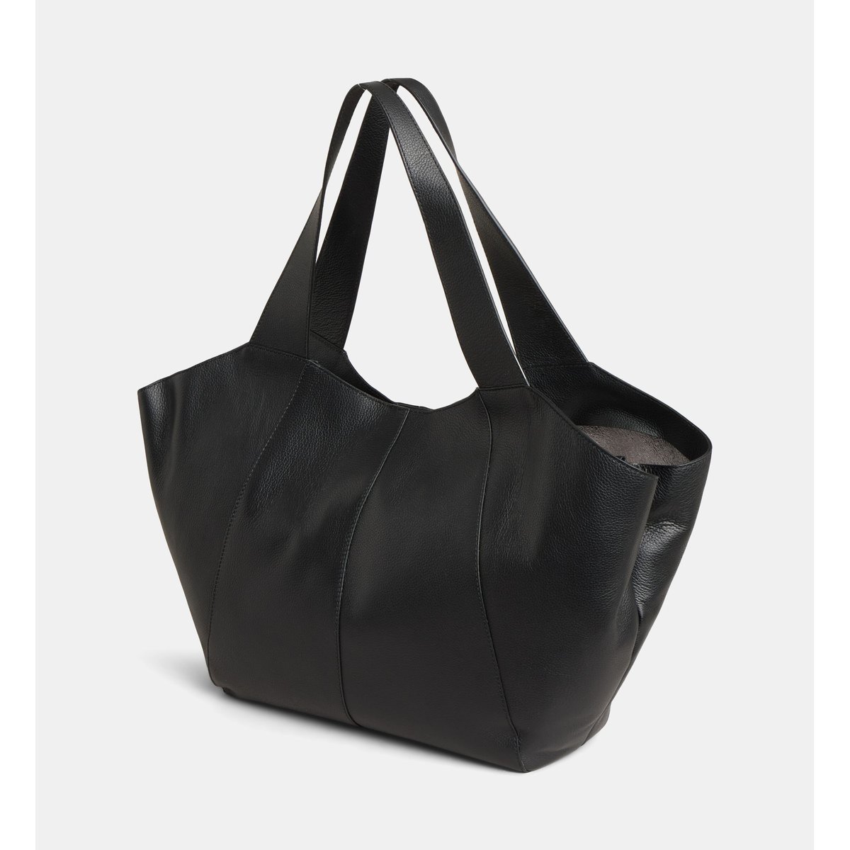 Grand sac cabas carole cuir noir et argent, GALERIES LAFAYETTE