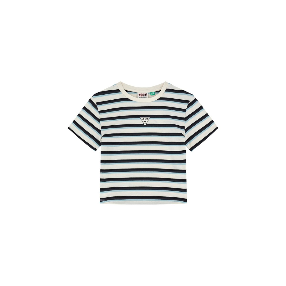 T-Shirt Crop À Rayures blau multi, GUESS JEANS