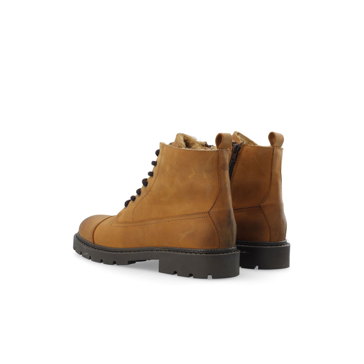 Bottes À Lacets tan, BIANCO