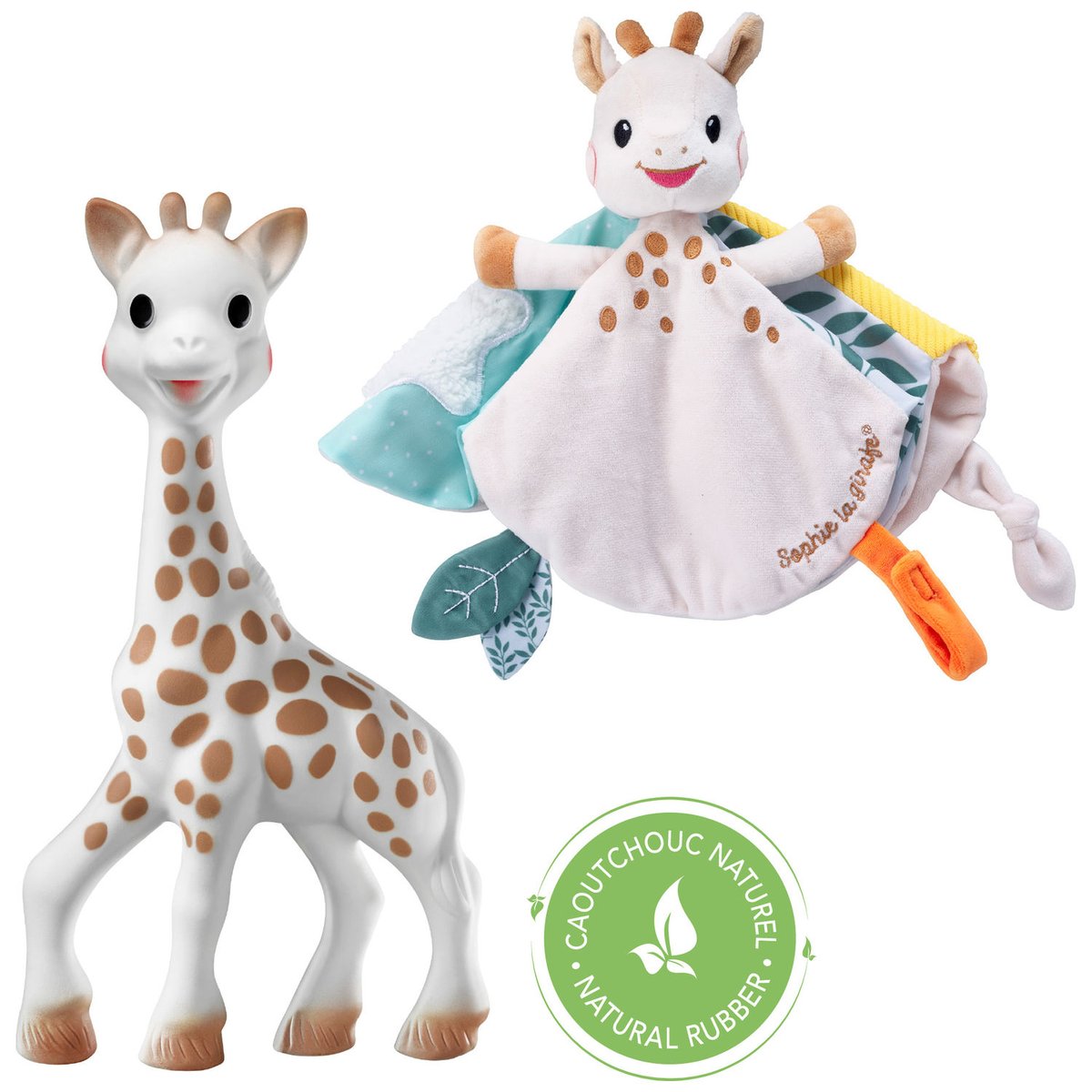 Coffret Sophie la girafe et son doudou bleu, marron, blanc, SOPHIE LA GIRAFE