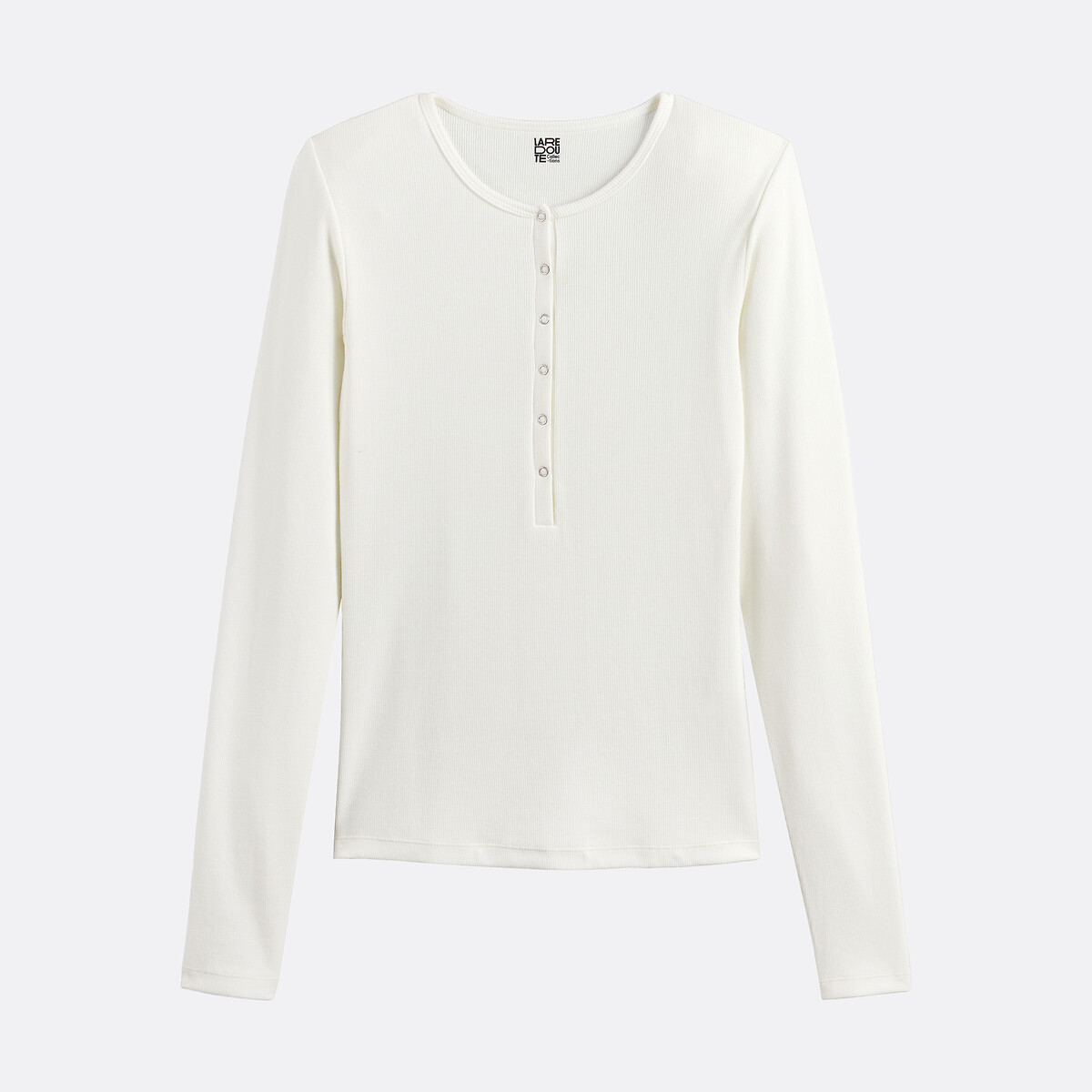 T-shirt scollo tunisino, maniche lunghe avorio, LA REDOUTE COLLECTIONS