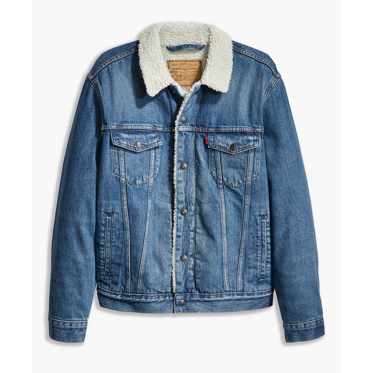 Denim trucker jacket with sherpa lining rockridge trucker Levi s La Redoute