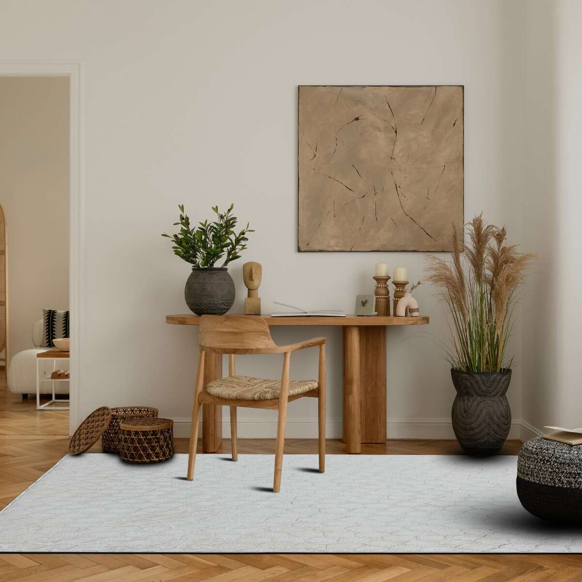 Tapis à relief  extra-doux SEVENTY blanc, touch, THE DECO FACTORY