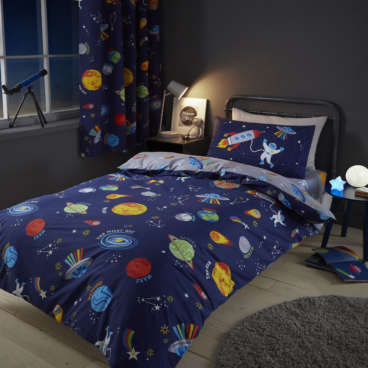 Lost in Space Duvet Cover and Pillowcase Set blue, CATHERINE LANSFIELD