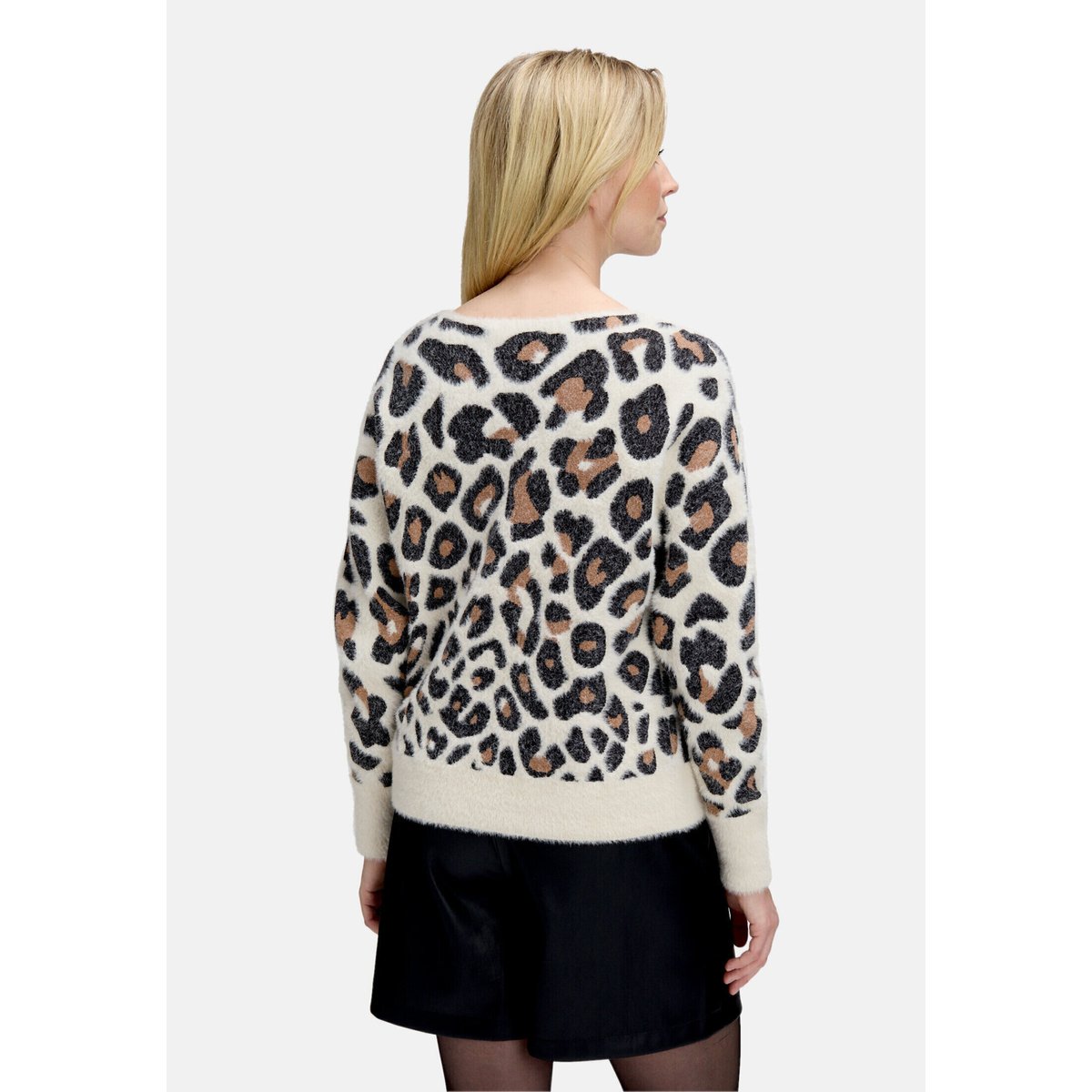 Pull-over en maille à encolure bateau blanc/noir, BETTY & CO