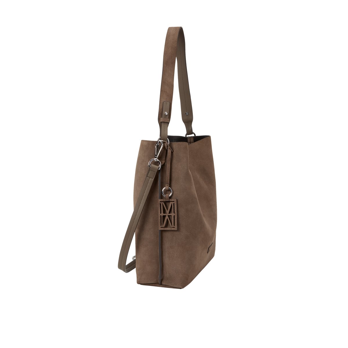 Sac Hobo modèle Brinja, taille moyenne en cuir velours souple marron, MARC O'POLO