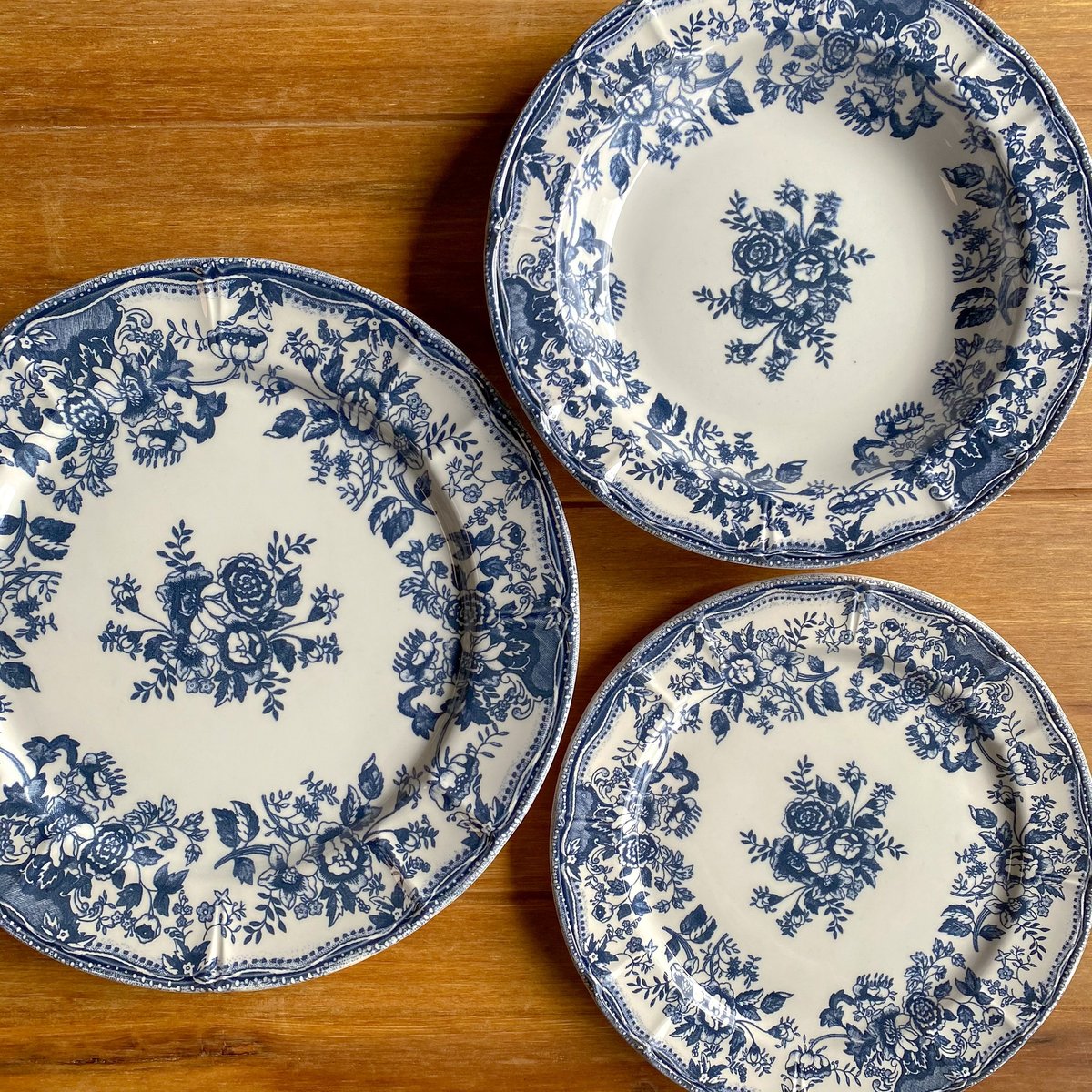 Lot de 6 assiettes à dessert en grès 20cm, FAUSTINE bleu, NOVASTYL
