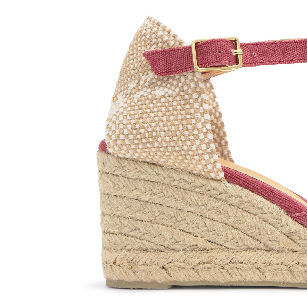 Espadrilles compensées à bride cheville et talon tressé CAROL PLATFORM bordeaux, CASTANER