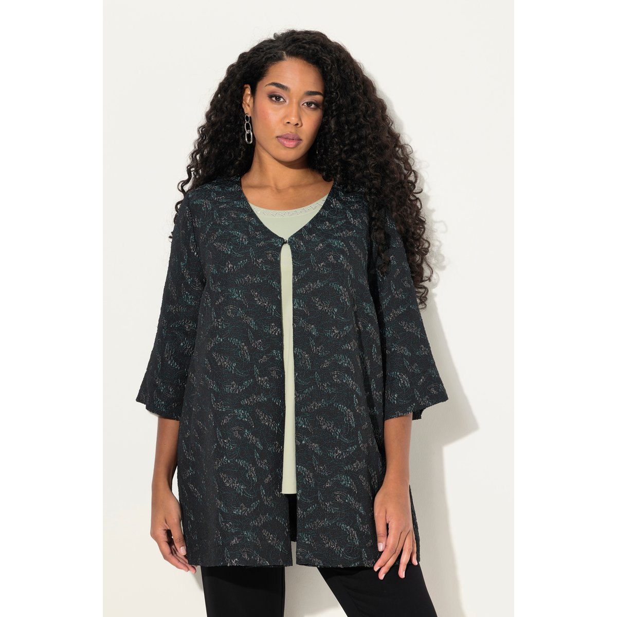 Veste en jersey, encolure en V noir, ULLA POPKEN