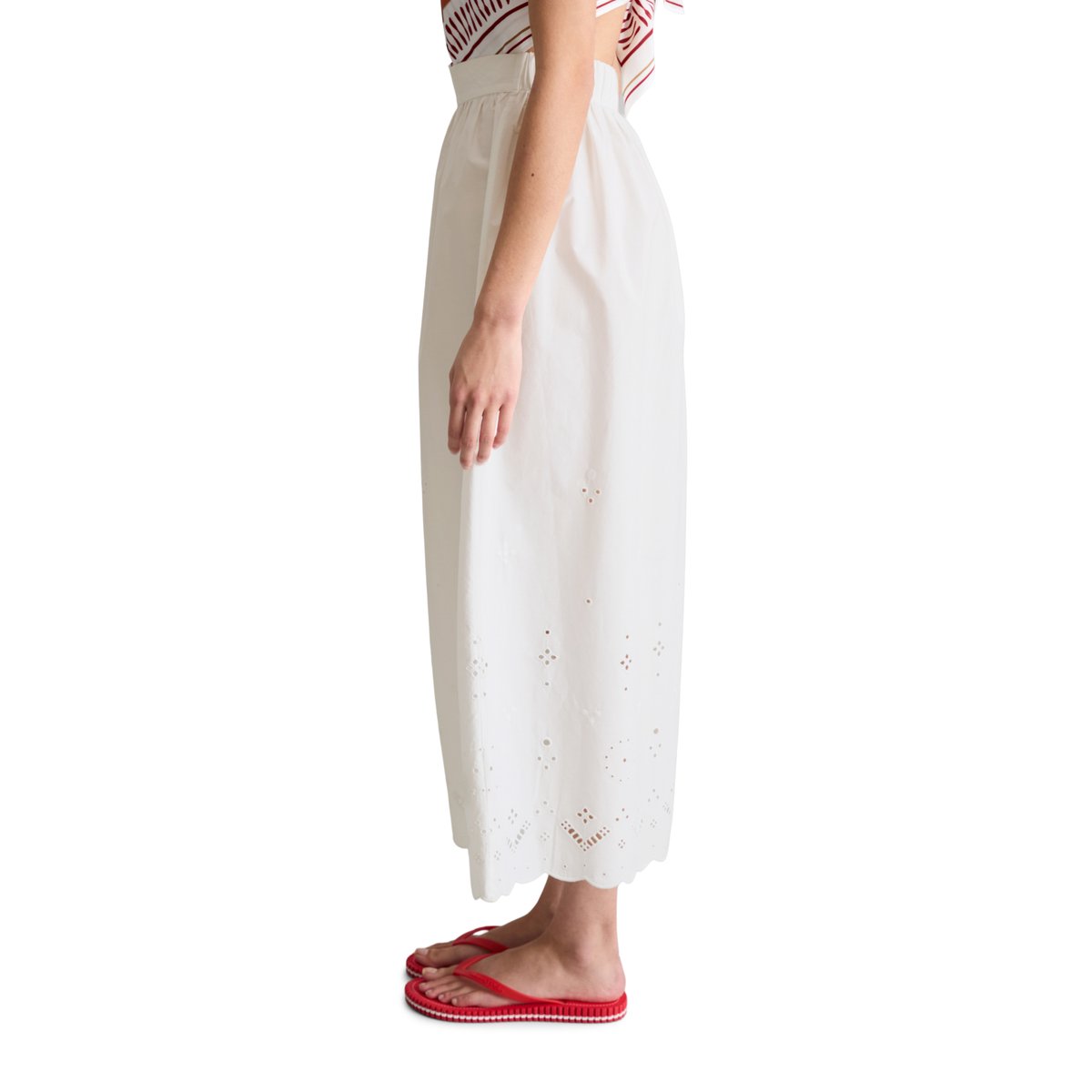 Jupe évasée en dentelle avec Broderie Anglaise blanc, MARC O’POLO DENIM