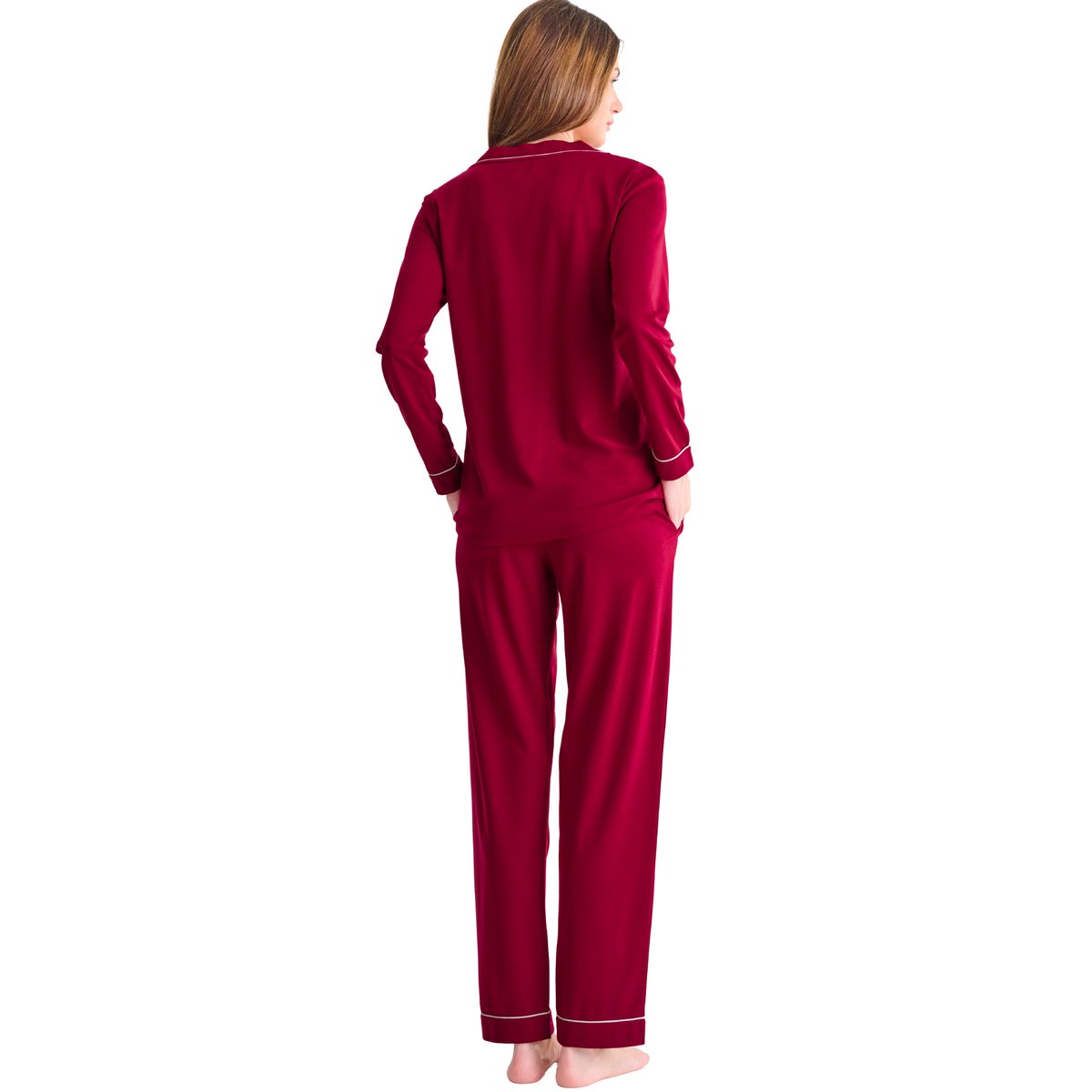 Pyjama pantalon top manches longues TARA rouge, LISCA