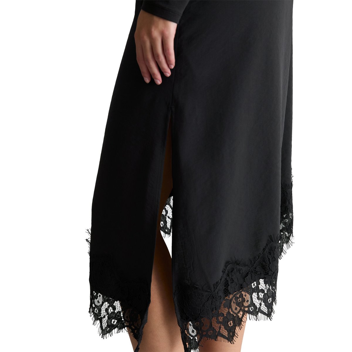 Jupe en dentelle, coupe classique en TENCEL™ Modal noir, MARC O’POLO DENIM