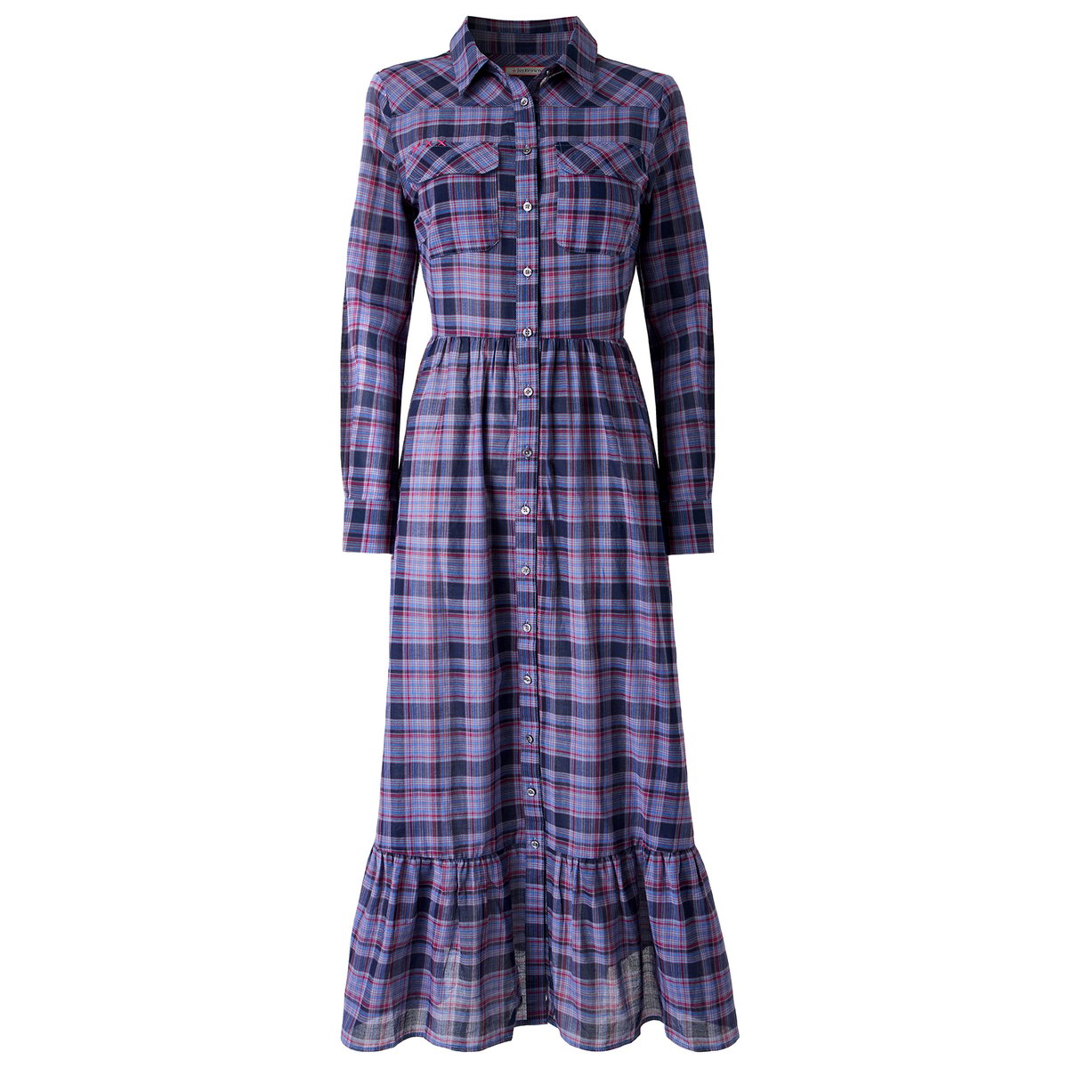Robe Longue à Carreaux Boutonnée Western bleu, JOE BROWNS