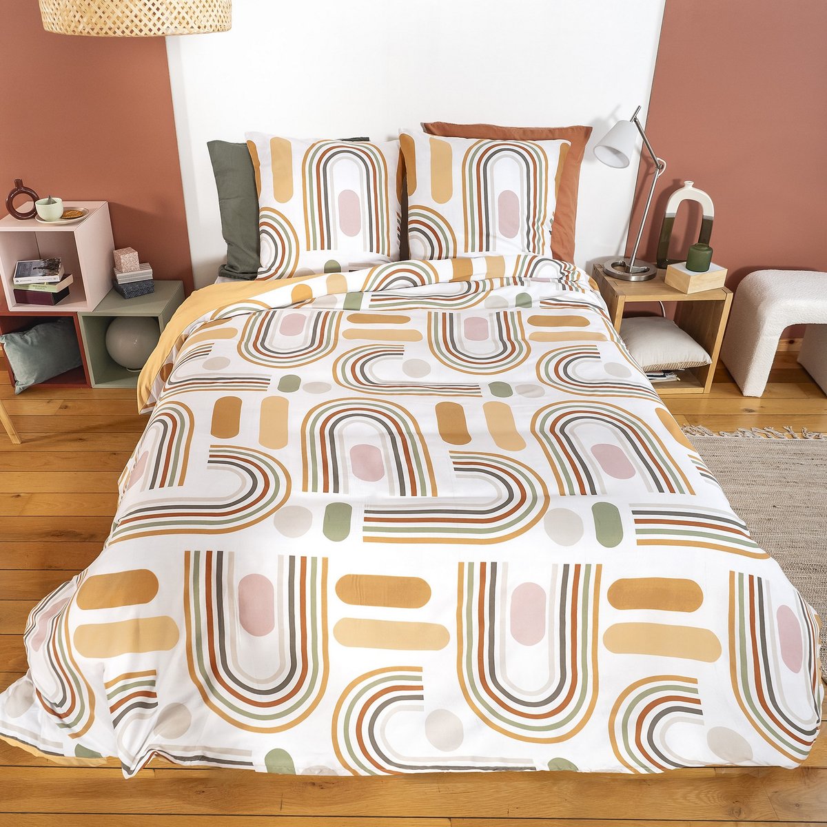 Parure de lit - housse de couette avec taies en microfibre blanc, EDEN
