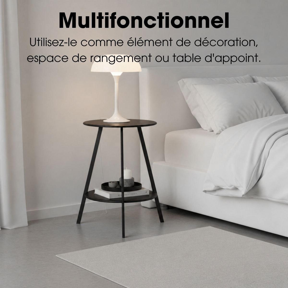 Table d'appoint extérieure SEATLE noir, MICA DECORATIONS
