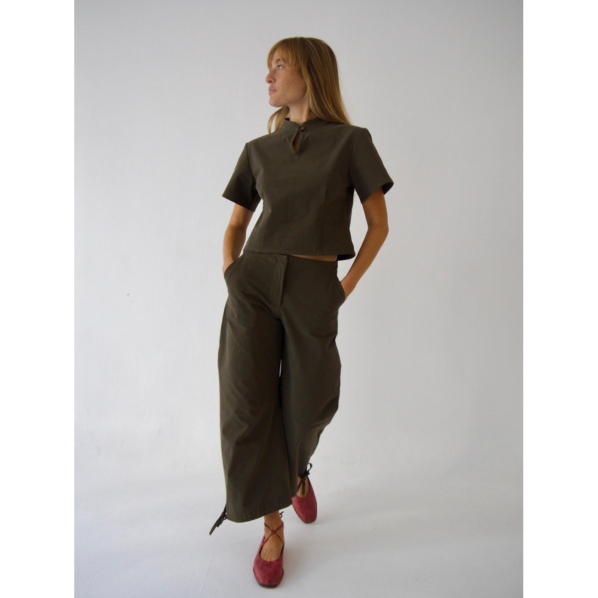 Pantalon large cropped CARLOTA kaki, MINDTRAVELER