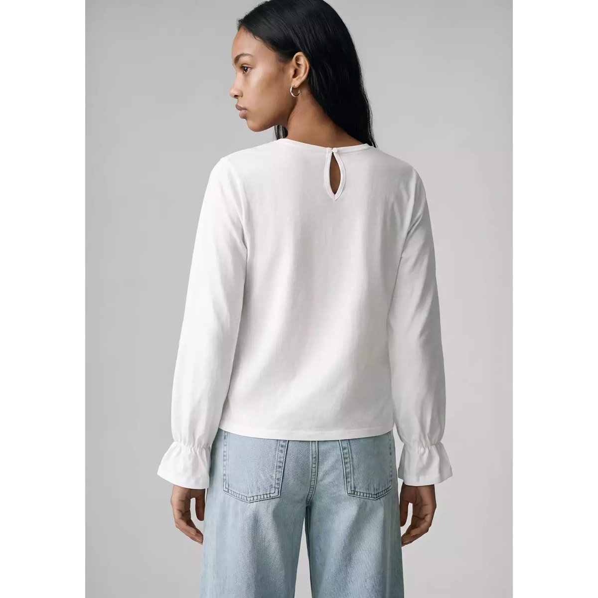 T-shirt froncé coton blanc cassé, MANGO TEEN