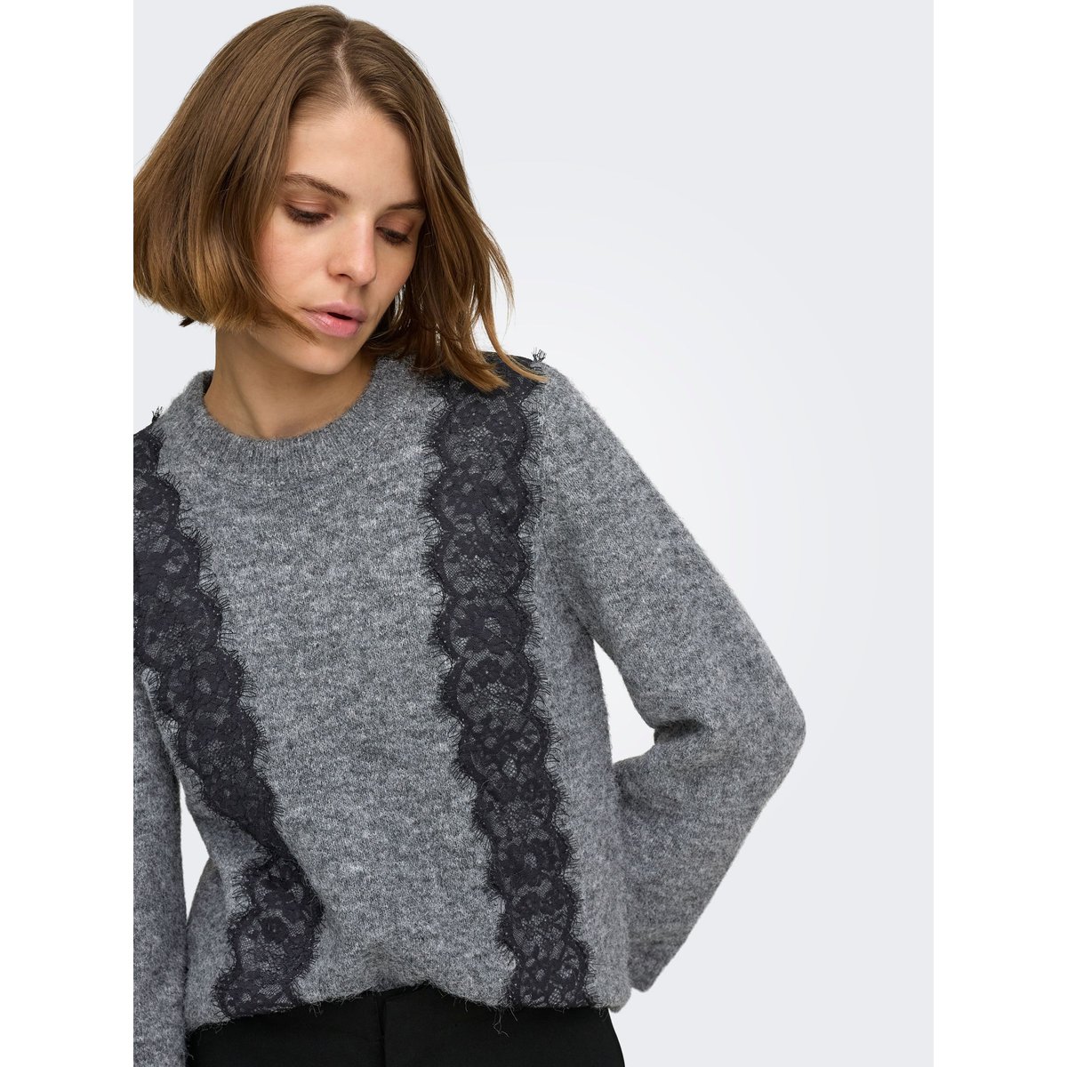 Pull En Maille medium grey melange 1, ONLY