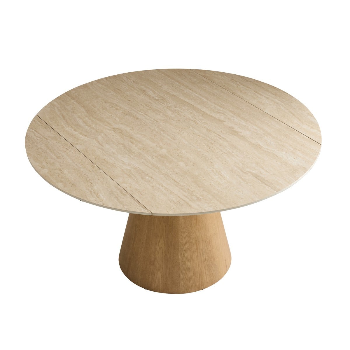 Table en céramique ronde avec allonges LUMIO beige, SIGNATURE