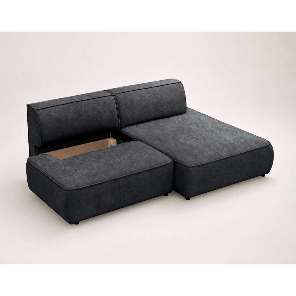 Canapé d'Angle Convertible en Velours 4 places - LISETTE noir, BEST MOBILIER