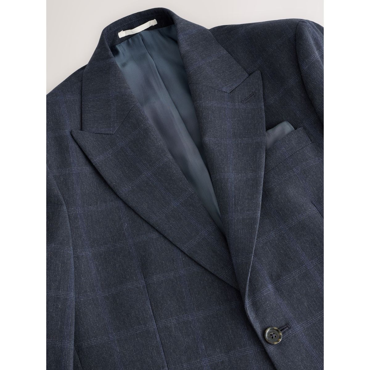 Veste de costume standard en coton à carreaux bleu marine, NEXT