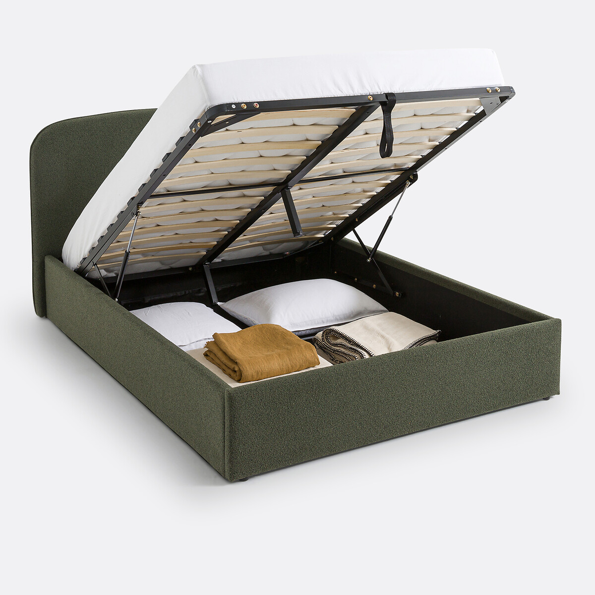 Lit coffre bouclette avec sommier relevable, Conto vert foncé, LA REDOUTE INTERIEURS