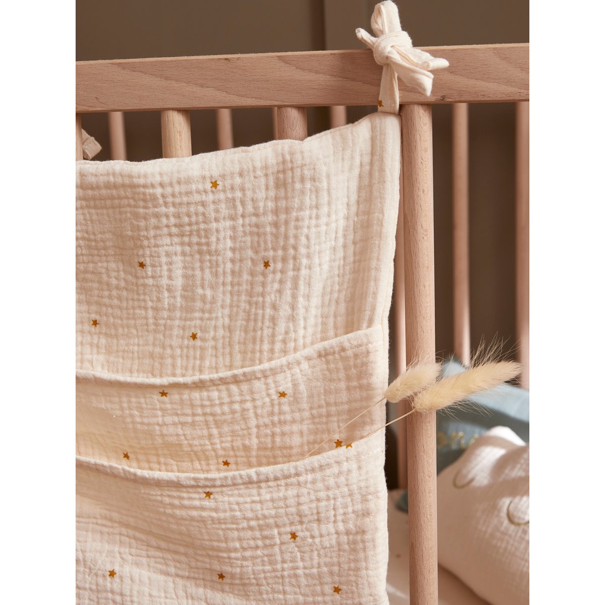 Rangement mural en gaze de coton beige clair imprimé, CYRILLUS